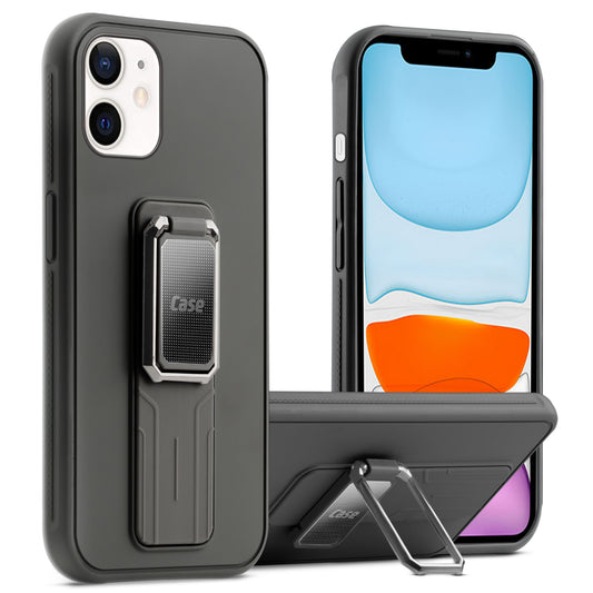 Premium Silicone Case with Metal Kickstand and Camera Protection Back Cover For Apple iPhone 11