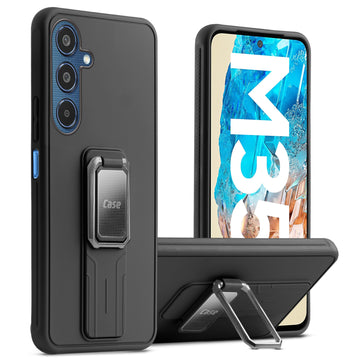 Premium Silicone Case with Metal Kickstand and Camera Protection Back Cover For Samsung M35 5G