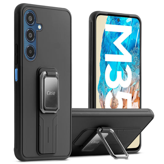Premium Silicone Case with Metal Kickstand and Camera Protection Back Cover For Samsung M35 5G