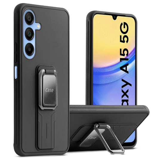 Premium Silicone Case with Metal Kickstand and Camera Protection Back Cover For Samsung A15 5G
