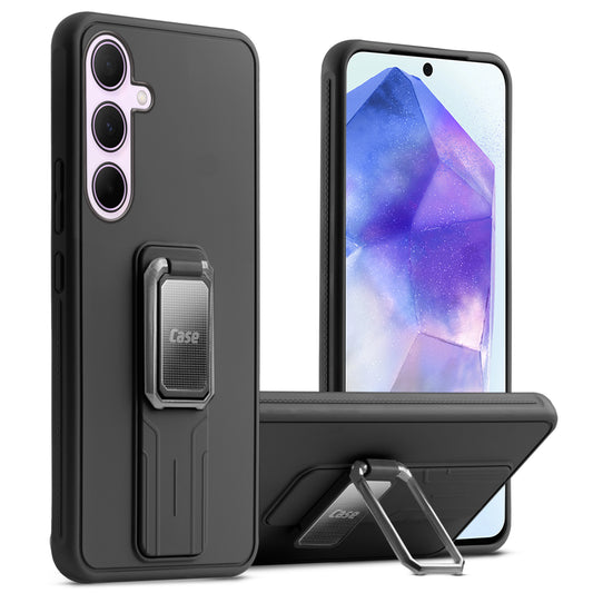 Premium Silicone Case with Metal Kickstand and Camera Protection Back Cover For Samsung A55 5G