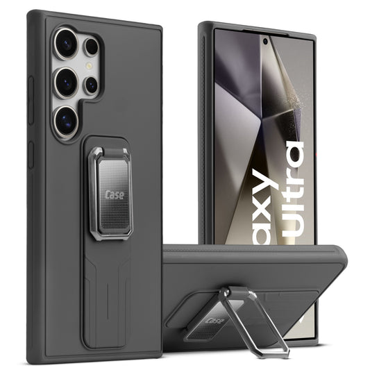 Premium Silicone Case with Metal Kickstand and Camera Protection Back Cover For Samsung S24 Ultra 5G