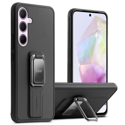 Premium Silicone Case with Metal Kickstand and Camera Protection Back Cover For Samsung A35 5G