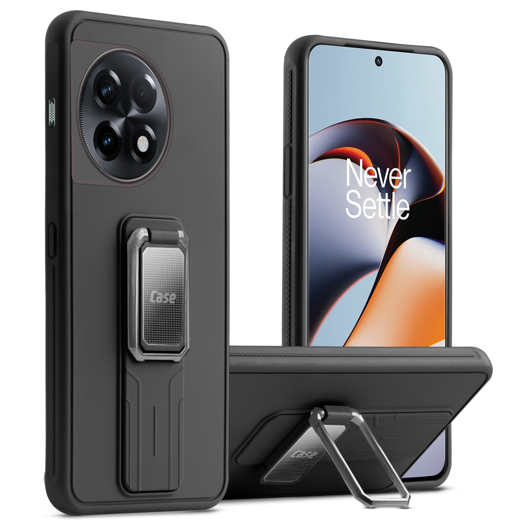 Premium Silicone Case with Metal Kickstand and Camera Protection Back Cover For OnePlus 11R 5G