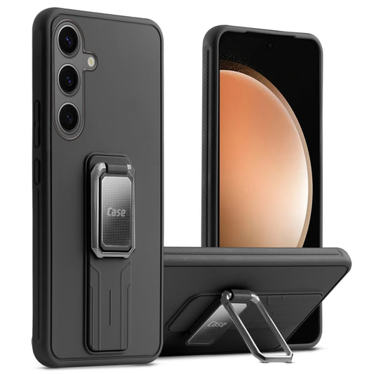 Premium Silicone Case with Metal Kickstand and Camera Protection Back Cover For Samsung S24 FE 5G