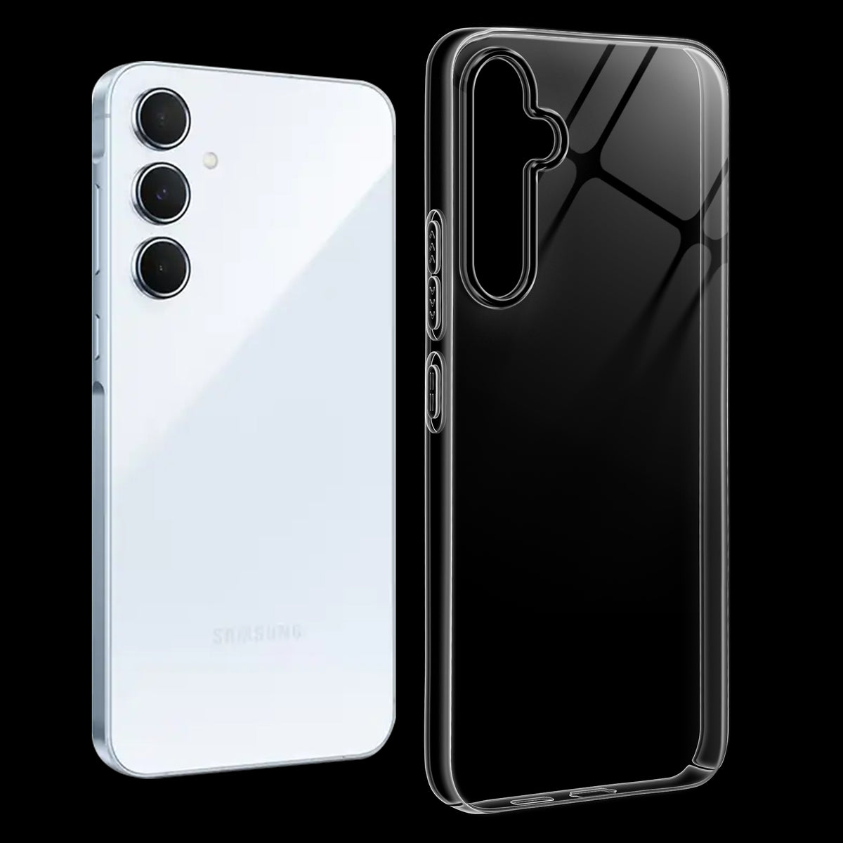 Crystal Clear Anti-Yellow Transparent Back Cover Case With Camera Ring Protection for Samsung A55 5G