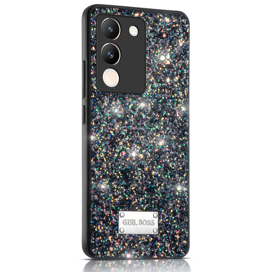 Sparkling Glitter Sequin Case with Camera Shield Back Cover For Vivo Y200 5G