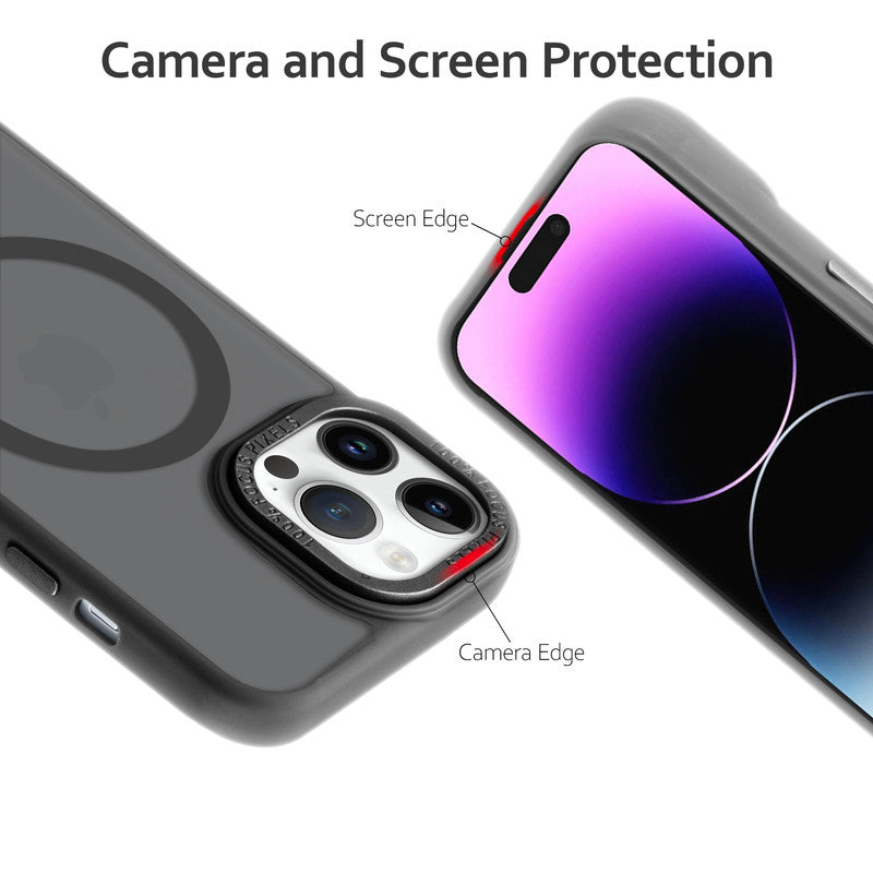 Semi-Transparent Hard Back & Wireless Charging Support Compatible With Kickstand Back Case For Apple iPhone 14 Pro Max