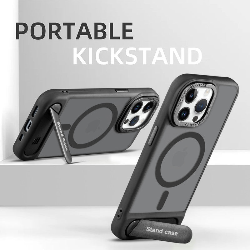 Semi-Transparent Hard Back & Wireless Charging Support Compatible With Kickstand Back Case For Apple iPhone 14 Pro Max