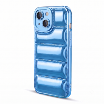 Soft Silicone 3D Puffer Pattern Back Cover for Apple iPhone 13, Shiny Shockproof Protective Case