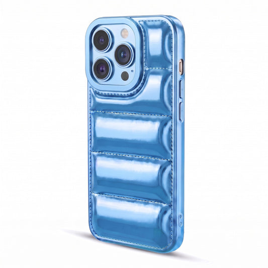Soft Silicone 3D Puffer Pattern Back Cover for Apple iPhone 14 Pro, Shiny Shockproof Protective Case