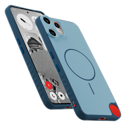 Matte Silicone Dual Color Back Cover with Metal Buttons & Ring Design for CMF Nothing Phone 2 Pro