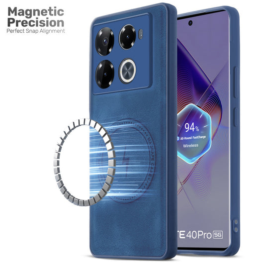 Refined PU Leather Case for Infinix Note 40 Pro 5G , with Support for MagSafe & Wireless Accessories
