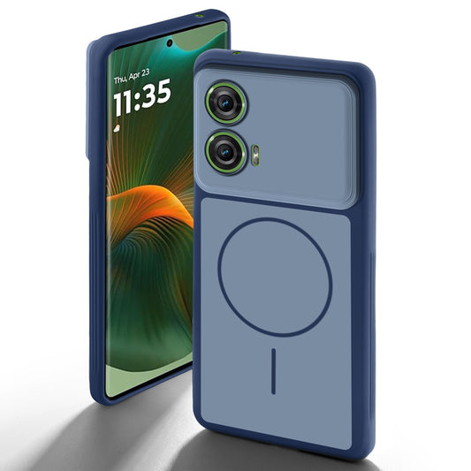 Dual tone silicone Blue back cover for Motorola Moto Edge 50 Fusion 5G showing camera protection and design