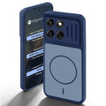 Blue back cover for Motorola Moto Edge 60 Fusion 5G with camera cut protection and ring design on back side.