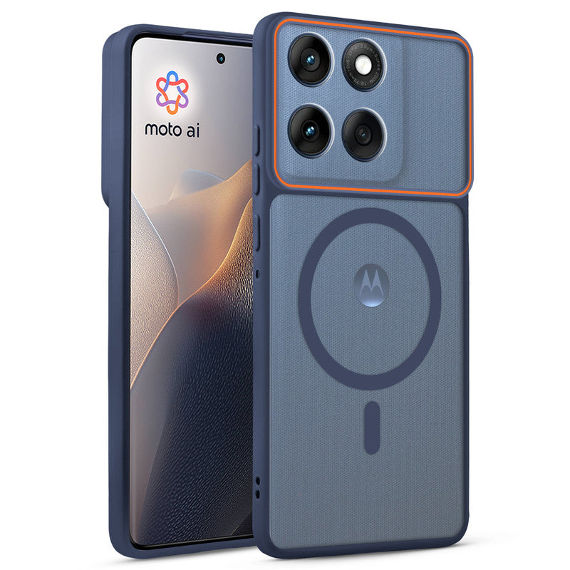 Premium Magnetic Case for Motorola Moto Edge 60 Fusion 5G with Frosted Back, Soft Silicone Edges & Raised Camera Protection