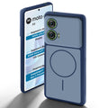 Dual tone silicone Blue back cover for Motorola Moto G96 5G showing camera protection and design