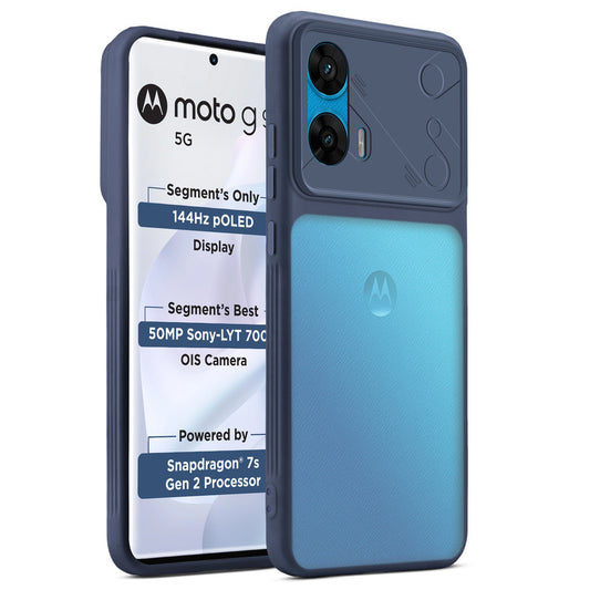 Premium Frosted Back Cover with Textured Camera Design & Metal-Look Buttons for Motorola Moto G96 5G