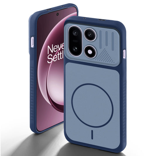 Blue back cover for OnePlus 15 5G with camera cut protection and ring design on back side.