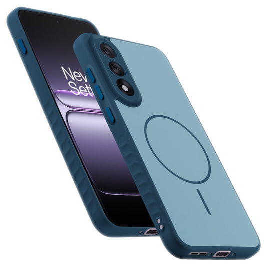 Matte Silicone Dual Color Back Cover with Metal Buttons & Ring Design for OnePlus Nord 5 5G