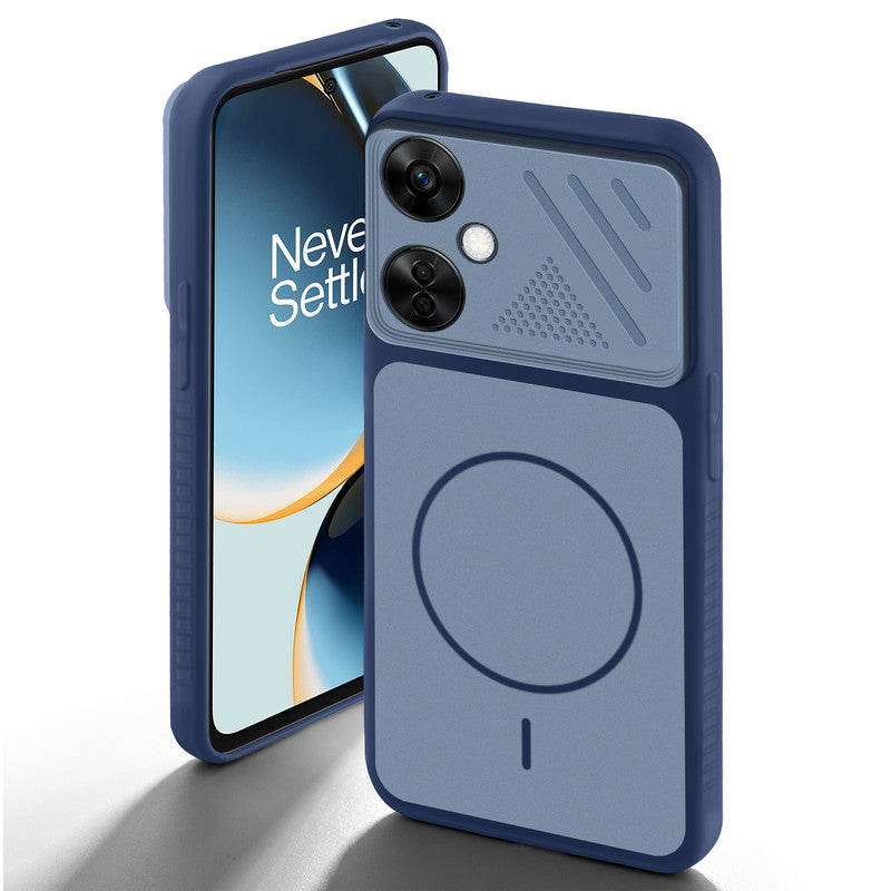 Blue back cover for OnePlus Nord CE 3 Lite 5G with camera cut protection and ring design on back side.