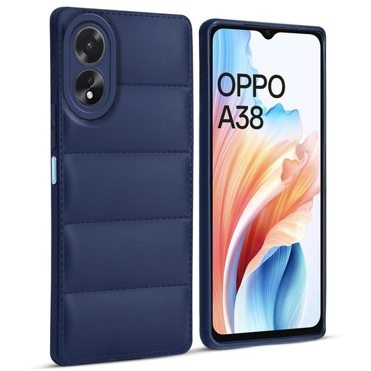 Leather Textured Back Cover for Oppo A38 4G, Shockproof Case with Camera Protection