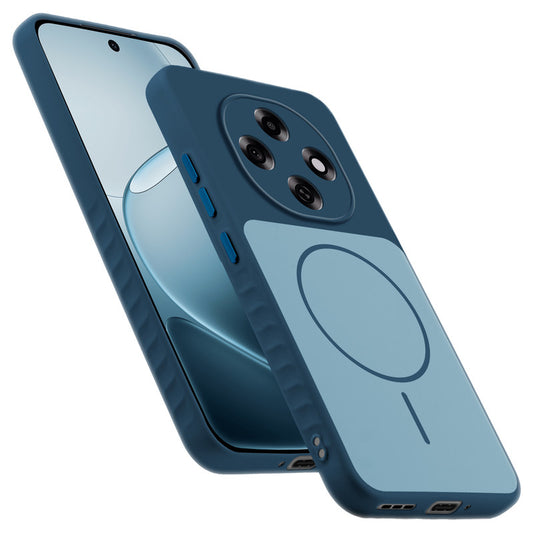 Matte Silicone Dual Color Back Cover with Metal Buttons & Ring Design for Oppo F31 Pro 5G