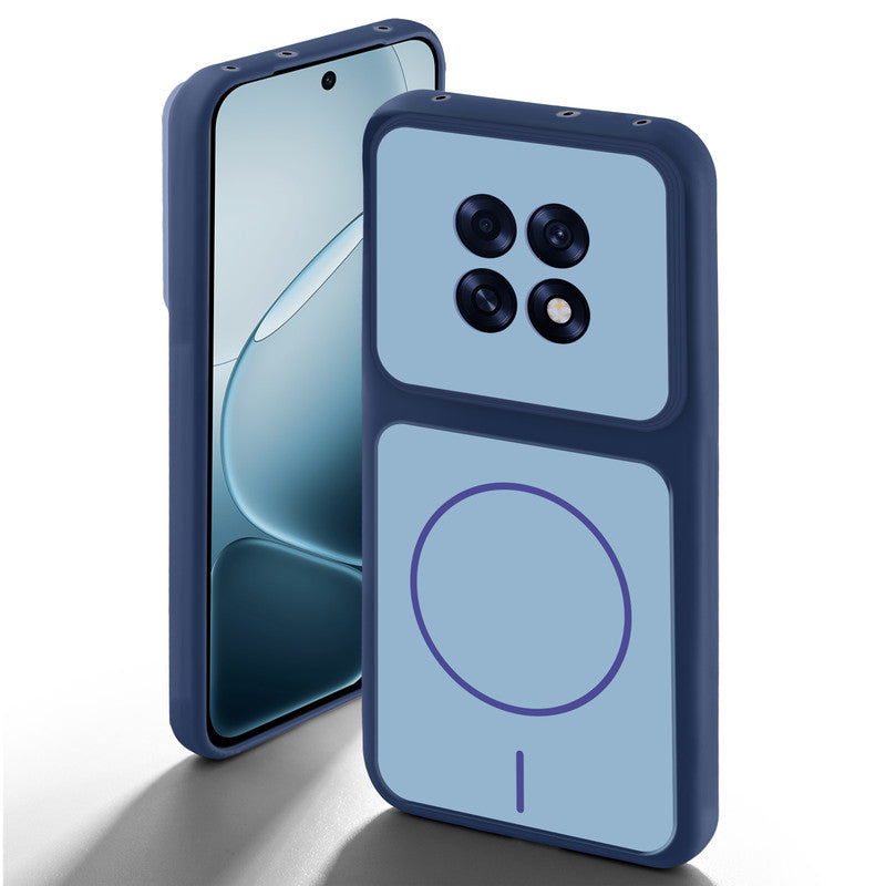 Blue back cover for Oppo F31 Pro Plus 5G with camera cut protection and ring design on back side.