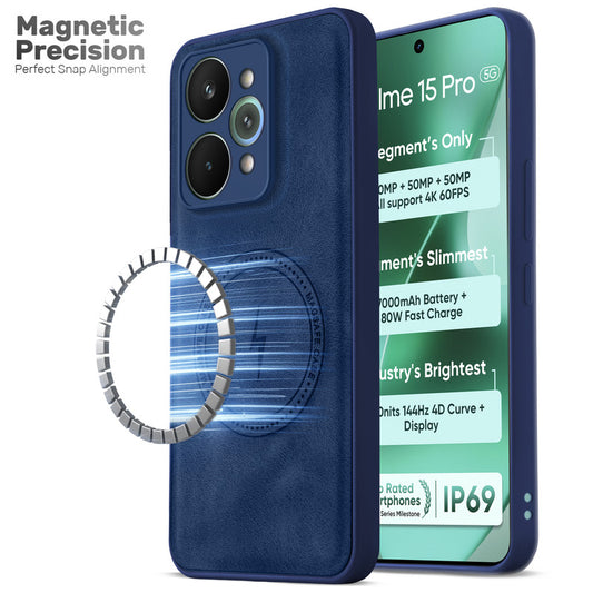 Refined PU Leather Case for Realme 15 Pro 5G , with Support for MagSafe & Wireless Accessories