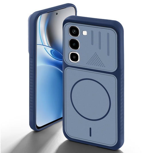 Blue back cover for Realme 16x 5G with camera cut protection and ring design on back side.