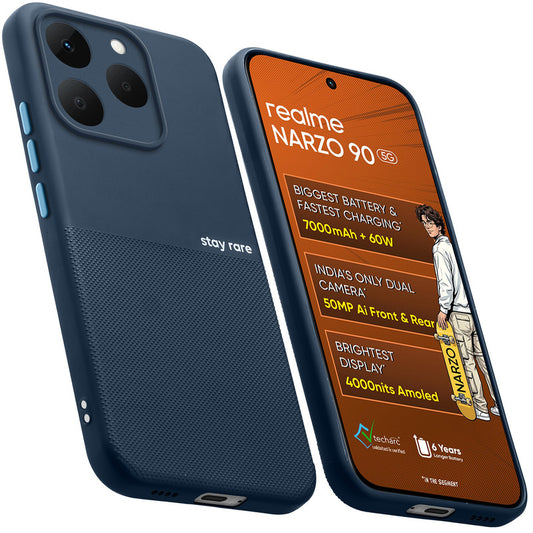Premium Silicone Textured Case With Camera Protection & Inner Microfiber Lining Back Cover For Realme Narzo 90 5G