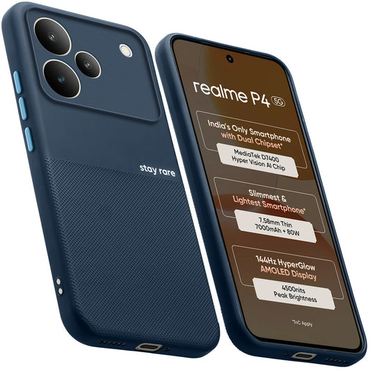 Premium Silicone Textured Case With Camera Protection & Inner Microfiber Lining Back Cover For Realme P4 5G