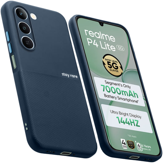 Premium Silicone Textured Case With Camera Protection & Inner Microfiber Lining Back Cover For Realme P4 Lite 5G