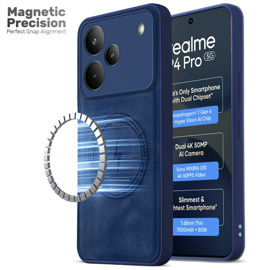 Refined PU Leather Case for Realme P4 Pro 5G , with Support for MagSafe & Wireless Accessories