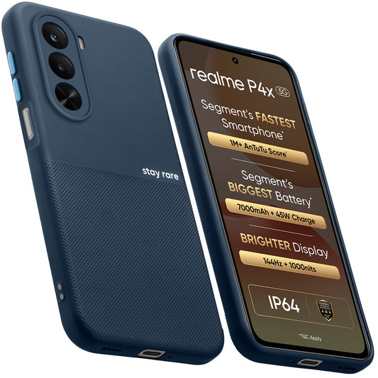 Premium Silicone Textured Case With Camera Protection & Inner Microfiber Lining Back Cover For Realme P4X 5G