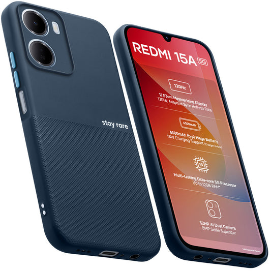 Premium Silicone Textured Case With Camera Protection & Inner Microfiber Lining Back Cover For Redmi 15A 5G