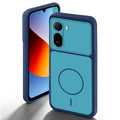 Blue back cover for Redmi A7 Pro 5G with camera cut protection and ring design on back side.