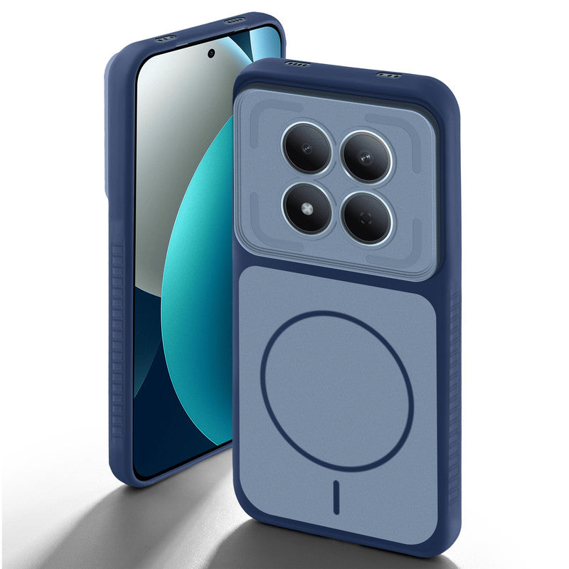 Blue back cover for Redmi Note 15 Pro 5G with camera cut protection and ring design on back side.
