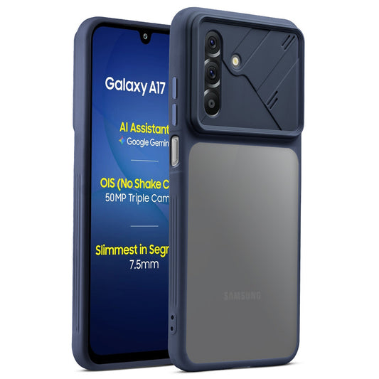 Premium Frosted Back Cover with Textured Camera Design & Metal-Look Buttons for Samsung A17 5G