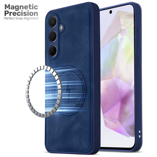 Refined PU Leather Case for Samsung A35 5G , with Support for MagSafe & Wireless Accessories