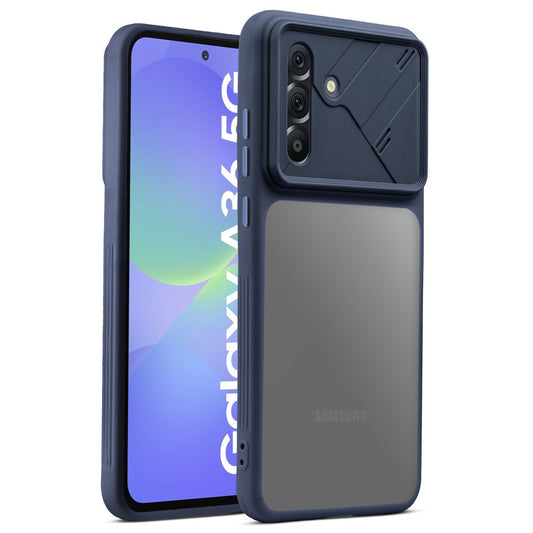 Premium Frosted Back Cover with Textured Camera Design & Metal-Look Buttons for Samsung A36 5G