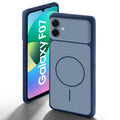 Dual tone silicone Blue back cover for Samsung F07 showing camera protection and design