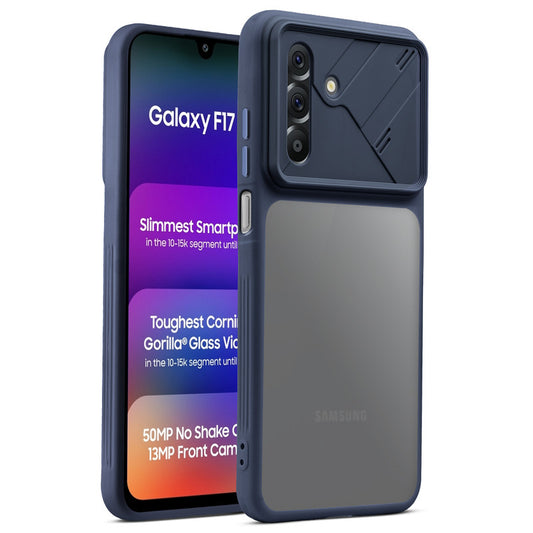 Premium Frosted Back Cover with Textured Camera Design & Metal-Look Buttons for Samsung F17 5G