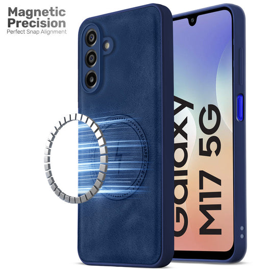 Refined PU Leather Case for Samsung M17 5G , with Support for MagSafe & Wireless Accessories