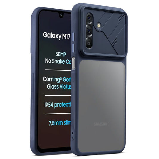 Premium Frosted Back Cover with Textured Camera Design & Metal-Look Buttons for Samsung M17 5G