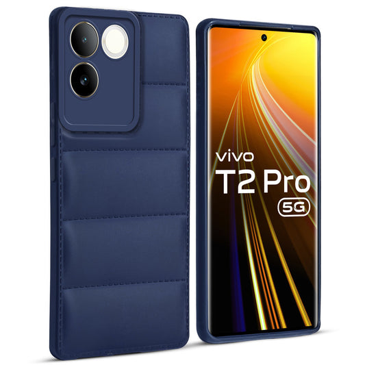 Leather Textured Back Cover for Vivo T2 Pro 5G, Shockproof Case with Camera Protection