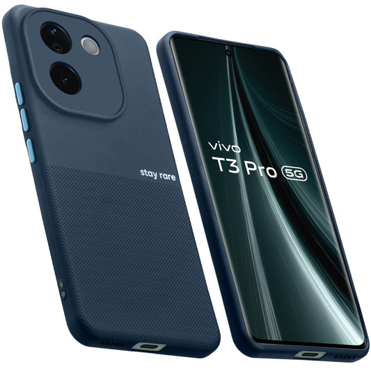 Premium Silicone Textured Case With Camera Protection & Inner Microfiber Lining Back Cover For Vivo T3 Pro 5G
