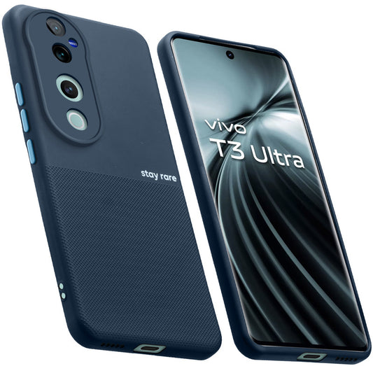 Premium Silicone Textured Case With Camera Protection & Inner Microfiber Lining Back Cover For Vivo T3 Ultra 5G