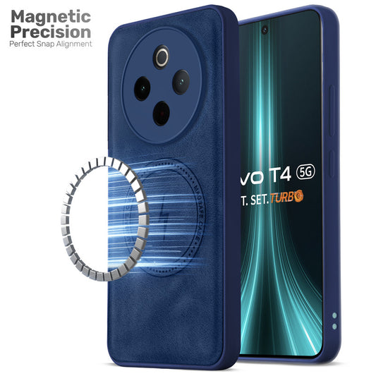 Refined PU Leather Case for Vivo T4 5G , with Support for MagSafe & Wireless Accessories
