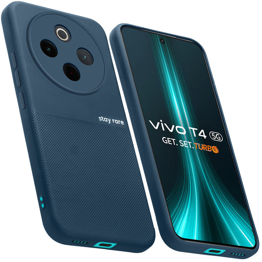 Matte Grip Silicone Case With Camera Protection & Microfiber Lining For Vivo T4 5G